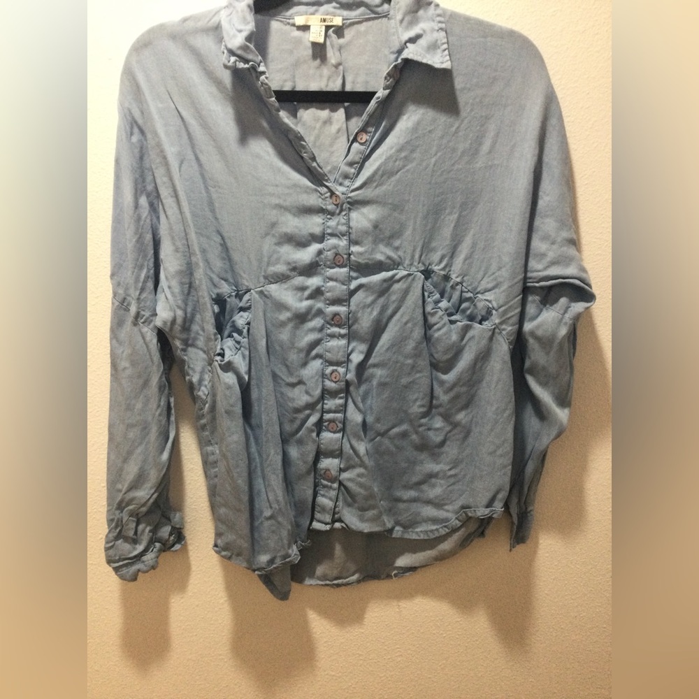 Society Amuse size xs blue collared shirt with pockets